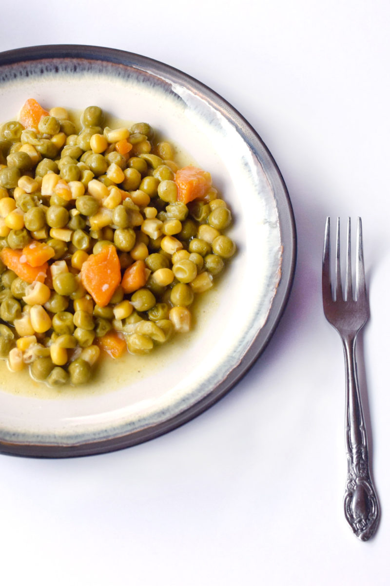 Pea Stew in a plate and a fork